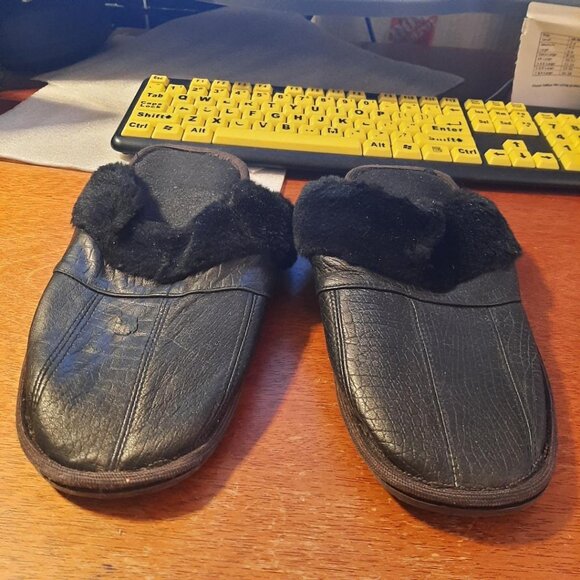 Men TPR Slipper Leather Black Sz 29 US 8 PreLoved Good Condition main image 4